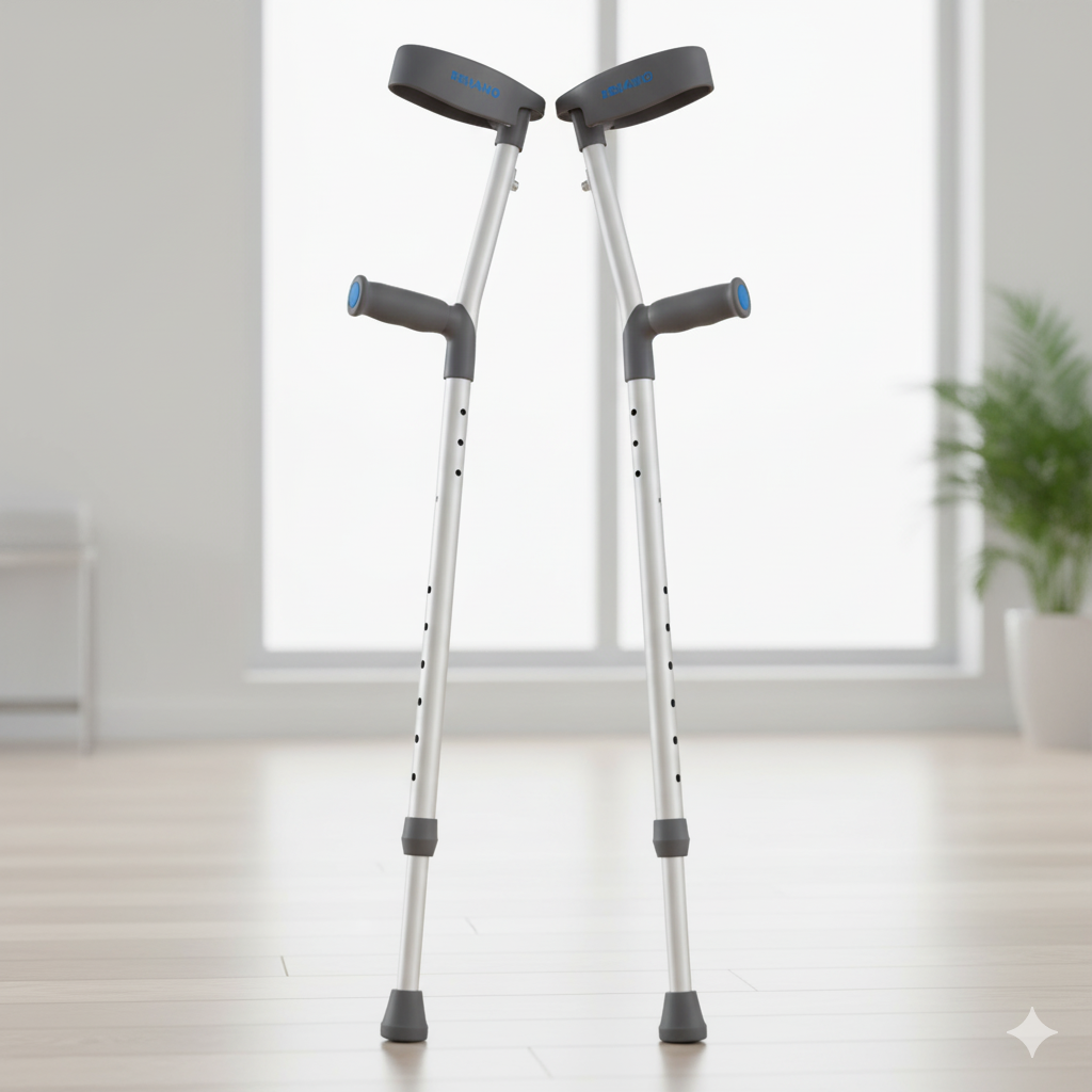 Walking forearm crutches with height adjustment